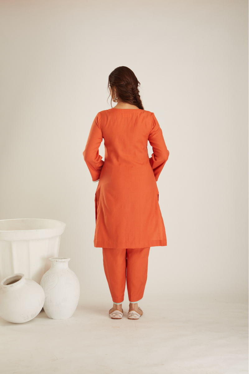 Burnt orange Sabah Suit - 3 piece set