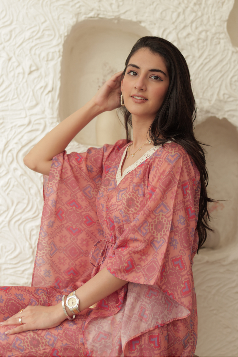 Rose Lokum Patola Kaftan Lounge Set