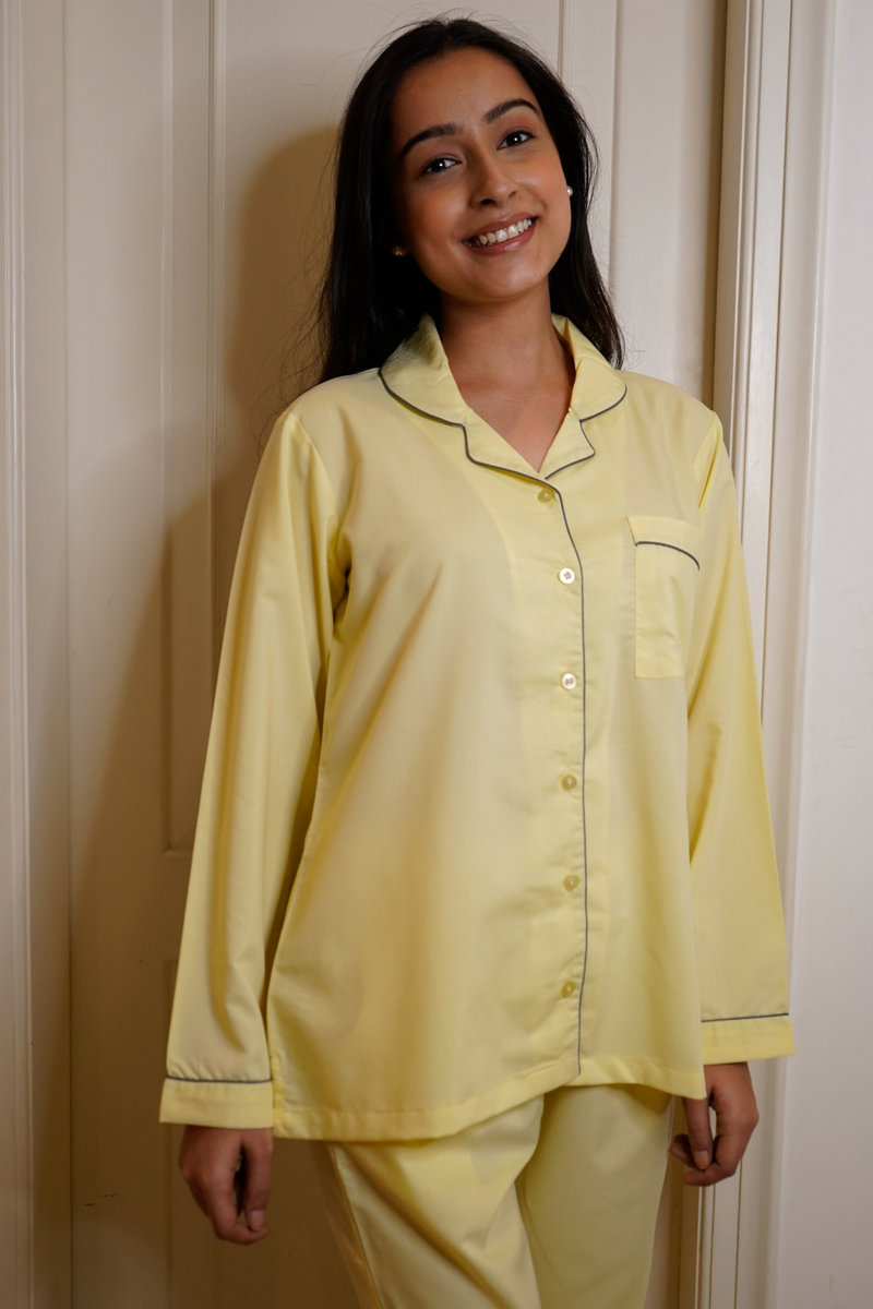 Din Raat classic- Mush Yellow Pyjama/shorts set
